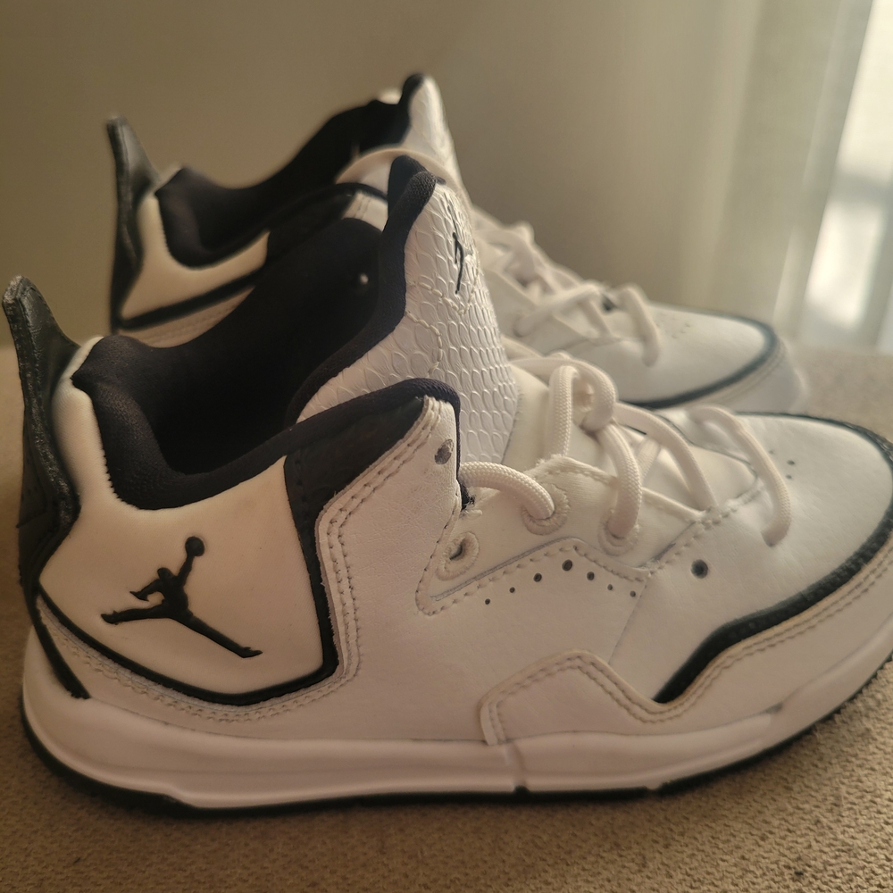 Jordan Kids White and Black High-Top Sneakers